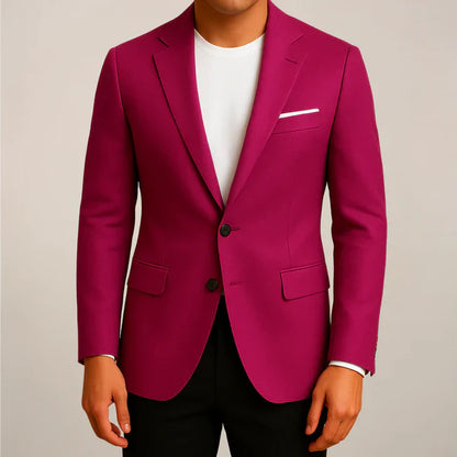 Veste homme – Coupe ajustée – Laine mélangée – Revers cranté – Fermeture deux boutons