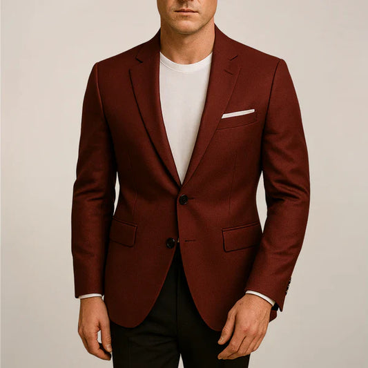 Veste homme – Coupe ajustée – Laine mélangée – Revers cranté – Fermeture deux boutons