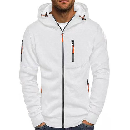 Sweat à capuche homme – Coupe ajustée – Fermeture zippée – Poches utilitaires – Tissu respirant