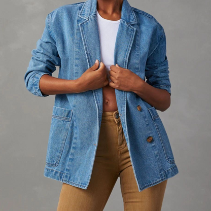 Veste en jean femme – Coupe décontractée – Boutonnage classique – Longueur hanches