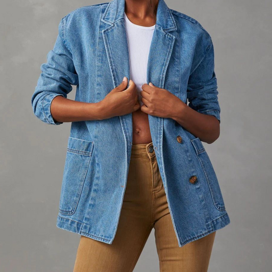 Veste en jean femme – Coupe décontractée – Boutonnage classique – Longueur hanches