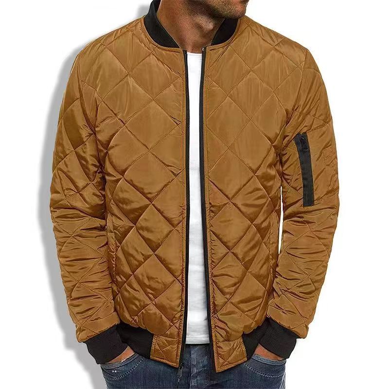 Veste matelassée homme – Coupe régulière – Motif losange – Poignets côtelés – Poche zippée