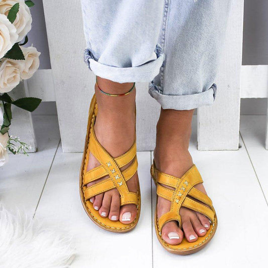 Sandales femme – Bout ouvert – Semelle plate – Brides croisées confortables
