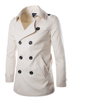 Manteau homme – Coupe ajustée – Coton – Double boutonnage – Épaaulettes – Poches