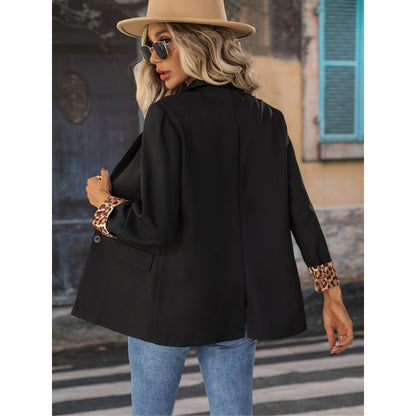 Blazer femme – Coupe décontractée – Revers cranté – Fermeture un bouton – Poignets contrastés
