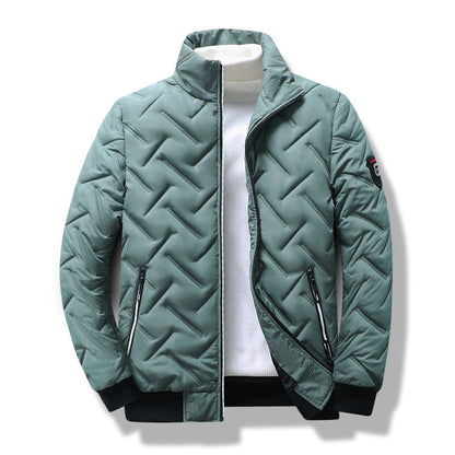 Blouson matelassé homme – Coupe slim – Col montant – Poches zippées – Ourlets côtelés