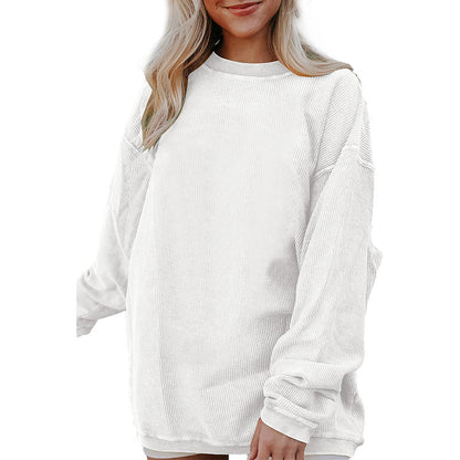 Sweat-shirt femme – Coupe oversize – Manches longues – Col rond – Coton doux