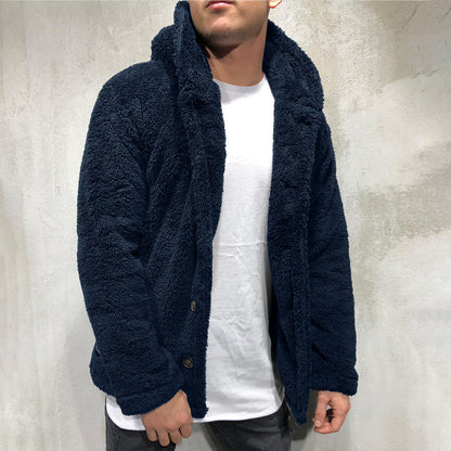 Veste à capuche homme – Polaire douce – Coupe décontractée – Fermeture à boutons
