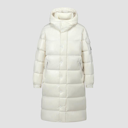 Manteau long femme – Duvet matelassé – Capuche – Finition brillante déperlante