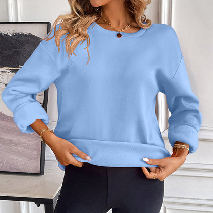 Sweatshirt femme – Coupe ample – Coton doux – Poches – Manches longues col rond