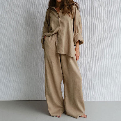 Ensemble femme deux pièces – Coupe oversize – Tissu respirant – Pantalon fluide taille élastique