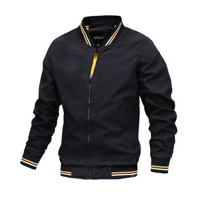 Veste homme – Coupe slim – Col montant – Ourlets côtelés – Fermeture zippée