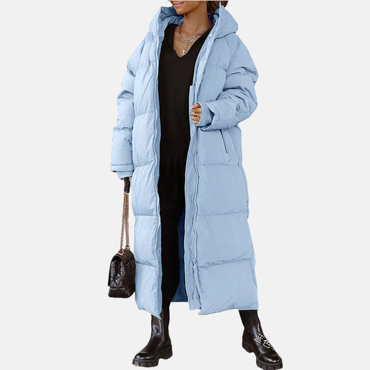 Manteau long femme – Doudoune matelassée – Coupe oversize – Capuche col montant