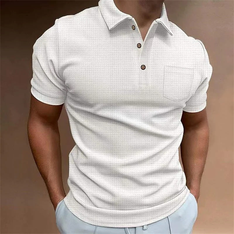 Polo homme – Coupe slim – Maille piquée structurée – Tissu respirant – Poche poitrine
