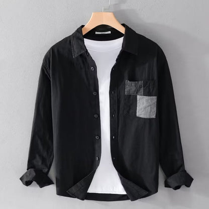 Chemise homme à manches longues – Coupe décontractée – Coton mélangé – Boutonnée casual