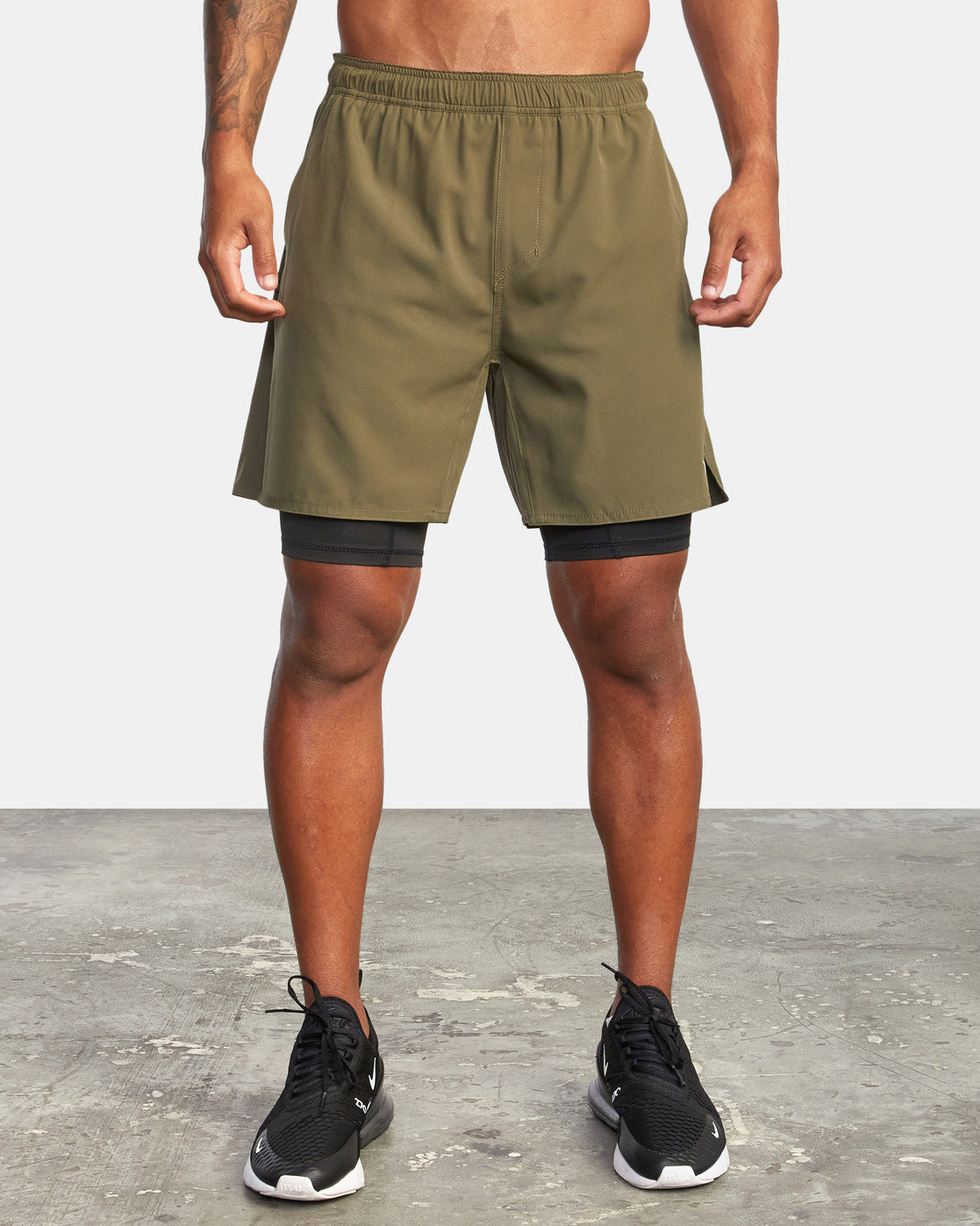 Short de sport homme – Coupe décontractée – Double couche – Tissu respirant – Longueur genou