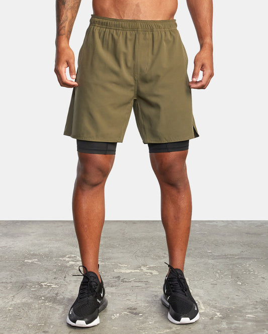 Short de sport homme – Coupe décontractée – Double couche – Tissu respirant – Longueur genou