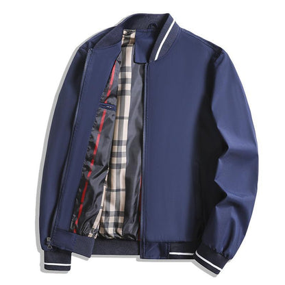 Veste homme – Coupe décontractée – Col et poignets côtelés – Fermeture zippée – Doublure à carreaux