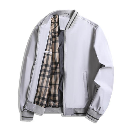 Veste homme – Coupe décontractée – Col et poignets côtelés – Fermeture zippée – Doublure à carreaux