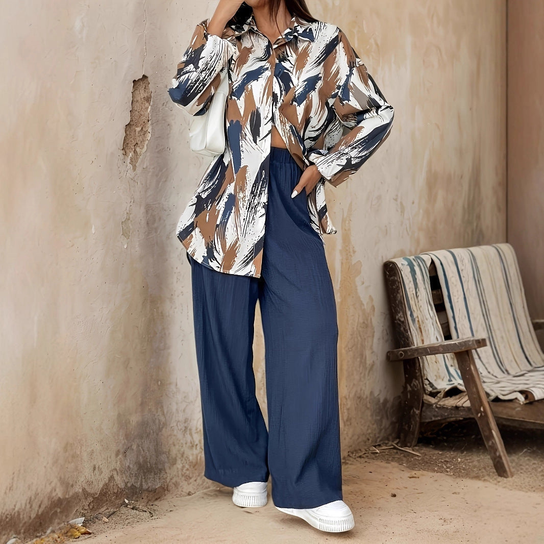 Chemisier femme – Coupe décontractée – Boutonnage classique – Manches longues – Tissu léger