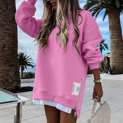 Femme Robe Sweatshirt - Coton - Coupe ample - Col rond - Longueur mini