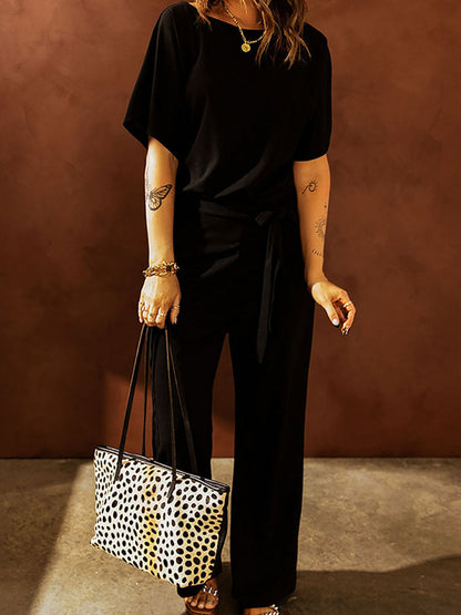 Combinaison femme – Coupe ample – Jambes larges – Taille réglable – Tissu léger