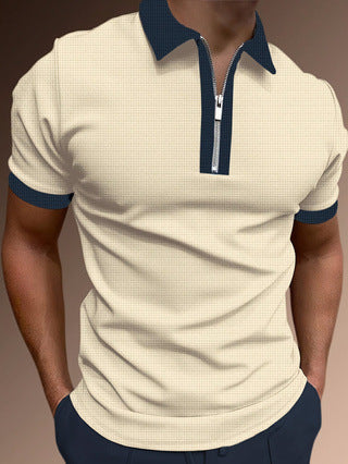 Polo homme – Coupe ajustée – Demi-zip moderne – Maille respirante texturée