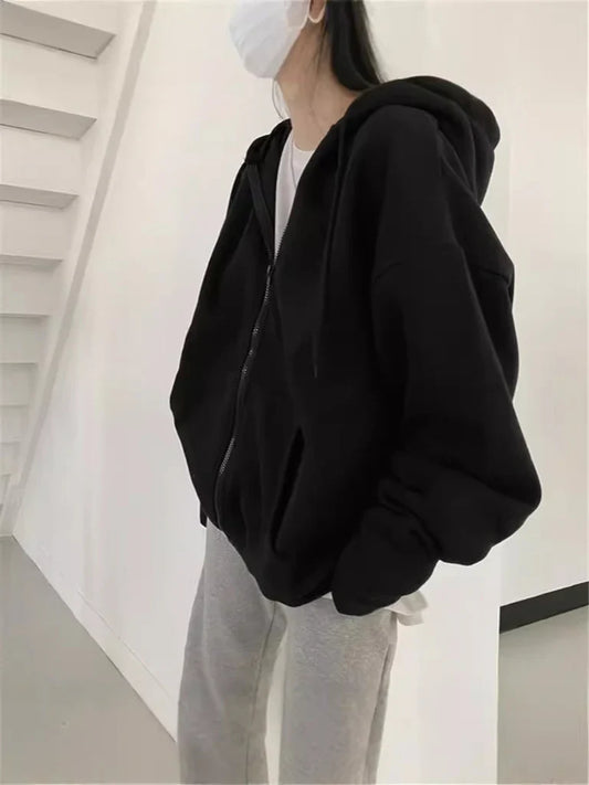 Sweat à capuche femme – Coupe oversize – Coton doux – Fermeture zippée