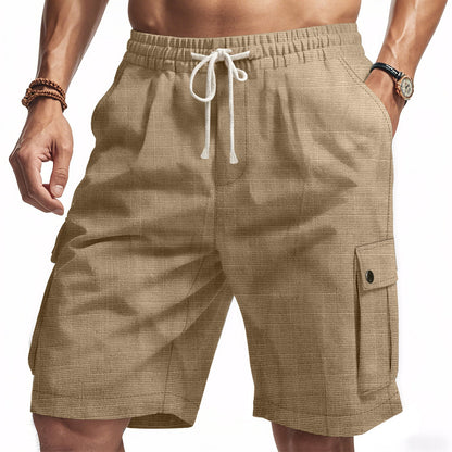 Short cargo homme – Coupe décontractée – Taille élastique – Tissu respirant – Multi-poches