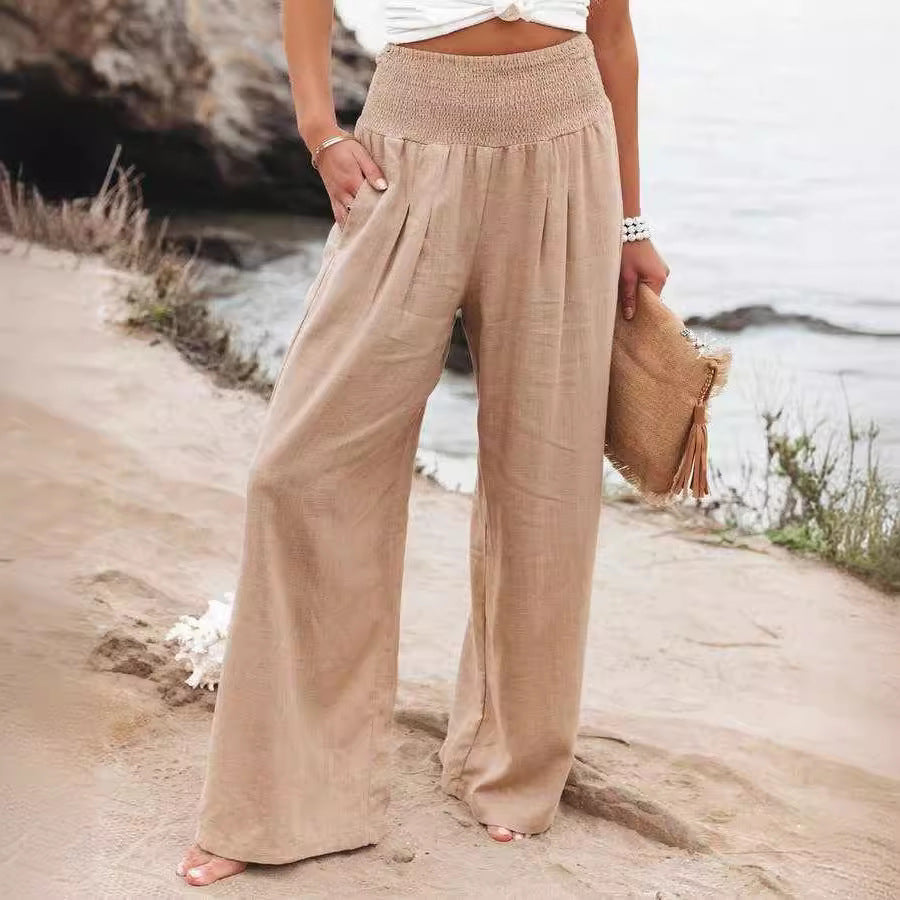 Pantalon femme ample – Coupe décontractée – Tissu respirant – Taille élastique