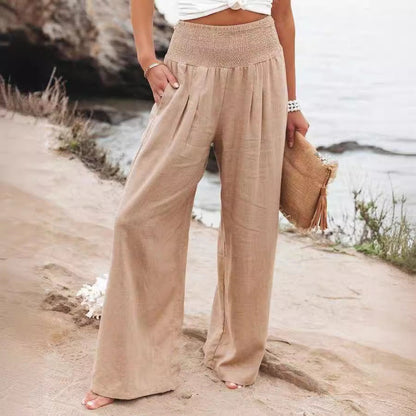 Pantalon femme ample – Coupe décontractée – Tissu respirant – Taille élastique