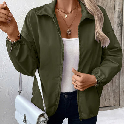Veste décontractée femme – Coupe ample – Imperméable – Longueur hanches – Zip frontal