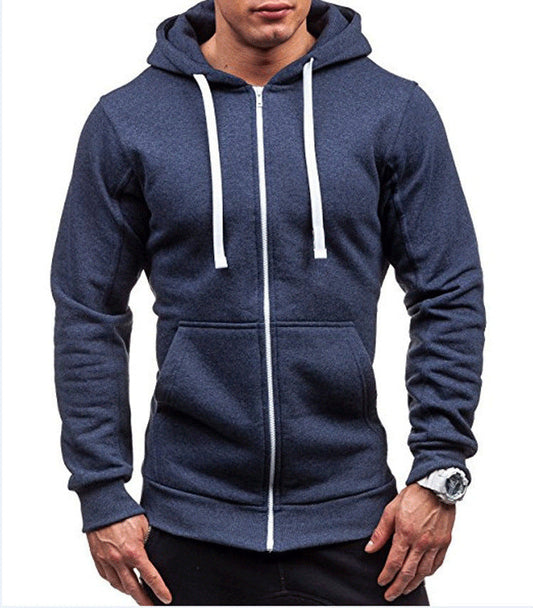 Veste sweat à capuche homme – Coupe régulière – Coton – Zip intégral – Style décontracté