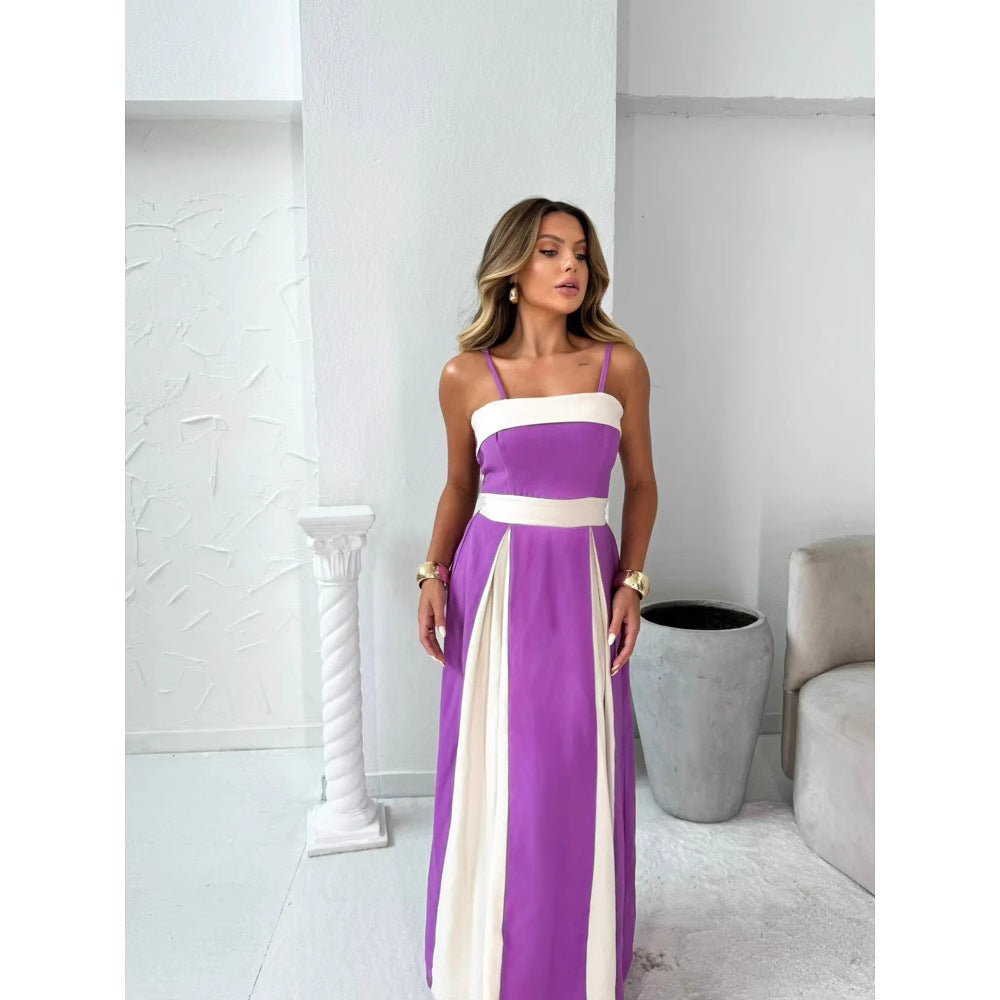 Robe longue femme – Bretelles fines – Taille haute – Coupe formelle élégante