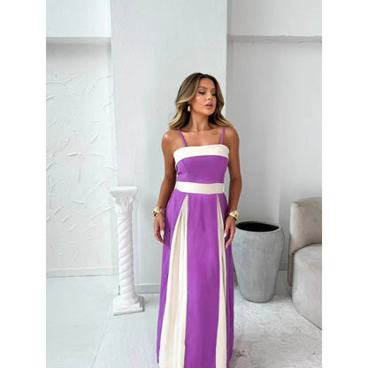 Robe longue femme – Bretelles fines – Taille haute – Coupe formelle élégante