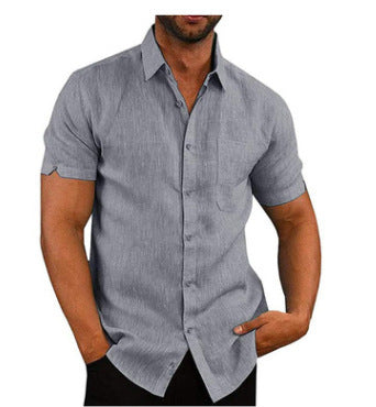 Chemise Homme - Manches Courtes - Col Classique - Boutonnée - Coupe Décontractée Respirante