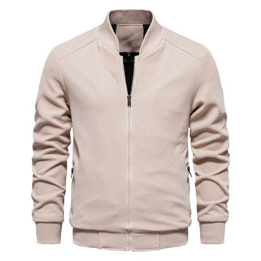 Blouson homme – Coupe slim – Tissu texturé – Fermeture zippée – Finitions côtelées