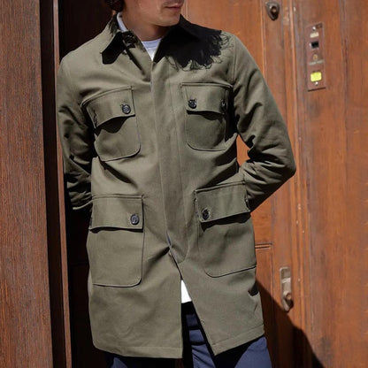 Veste utilitaire homme – Coupe droite – Coton mélangé – Multipoche – Boutonnée devant