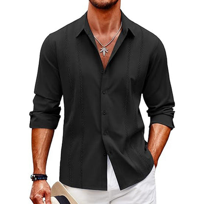 Chemise homme – Coupe ajustée – Coton mélangé – Imprimé discret – Boutonnage devant