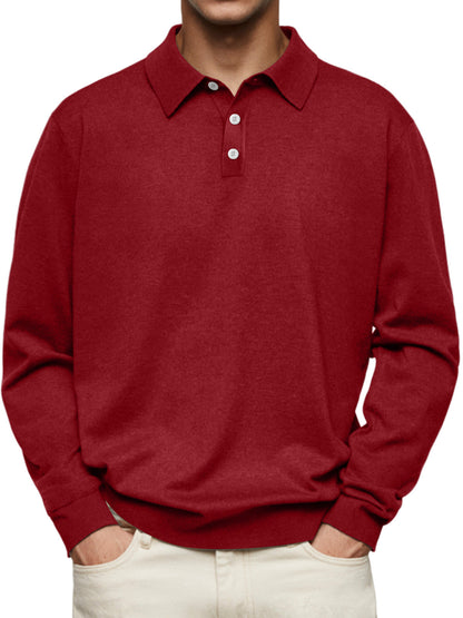 Polo homme manches longues – maille douce – coupe décontractée – col classique