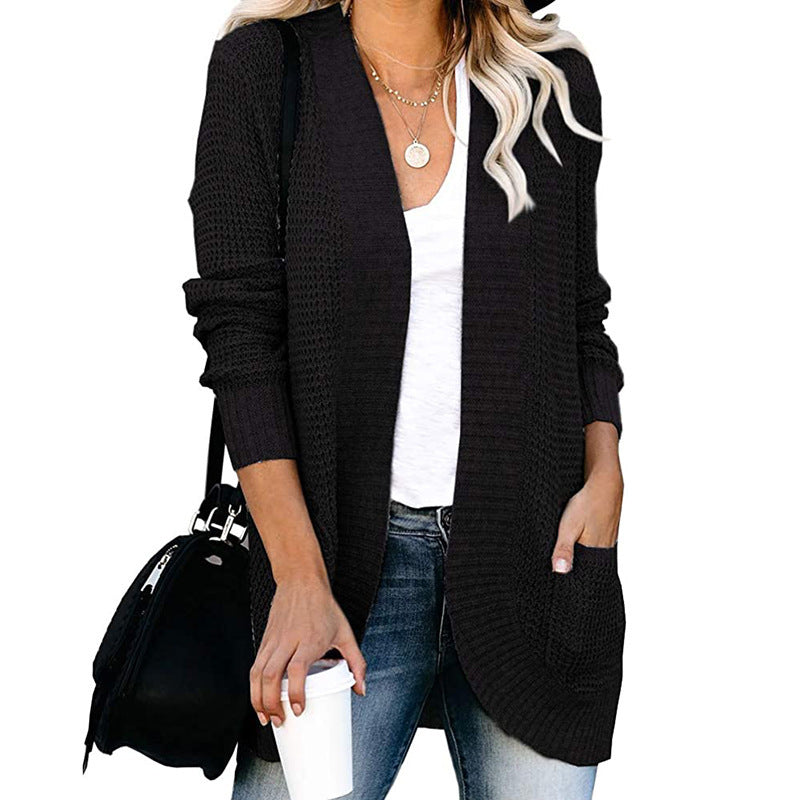 Gilet femme – Coupe décontractée – Maille douce – Col en V – Ouverture sans fermeture – Poches
