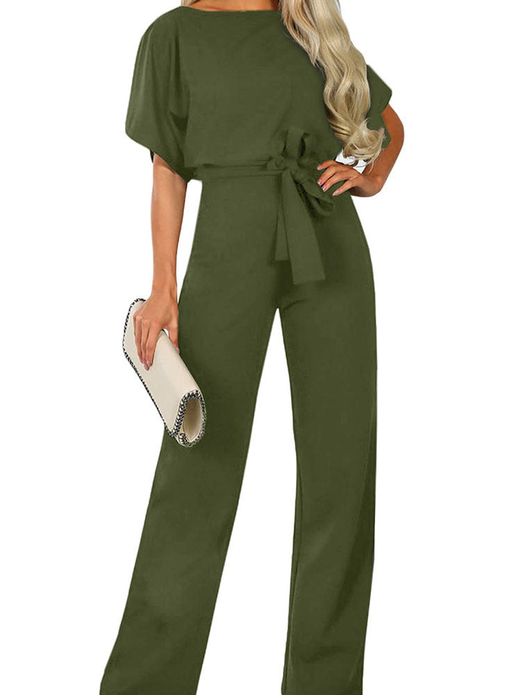 Combinaison femme – Coupe ample – Jambes larges – Taille réglable – Tissu léger