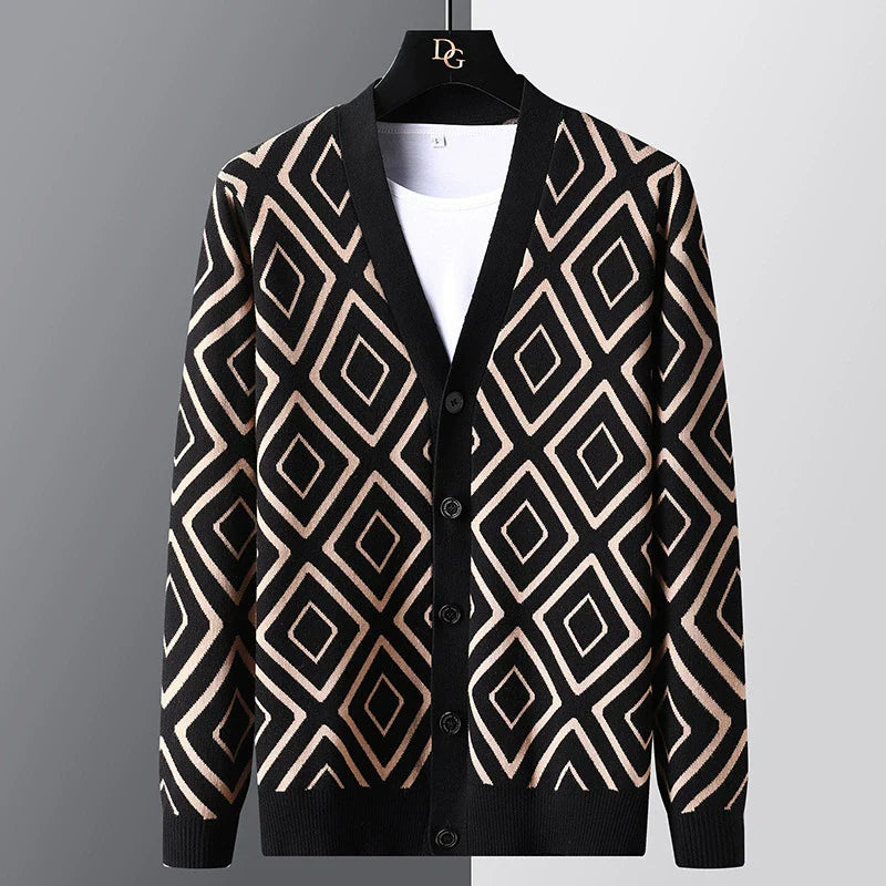 Gilet homme – Coupe slim – Maille jacquard – Boutonnage devant élégant