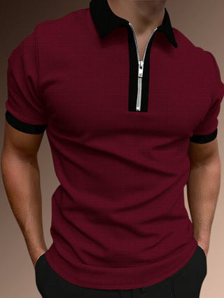 Polo homme – Coupe ajustée – Demi-zip moderne – Maille respirante texturée