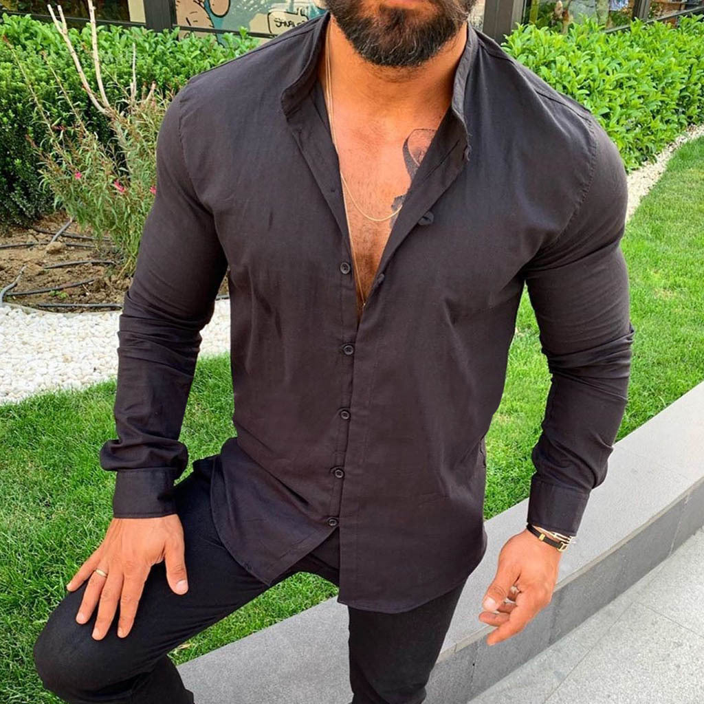 Chemise homme – Manches longues – Coupe slim – Coton – Boutonnage classique