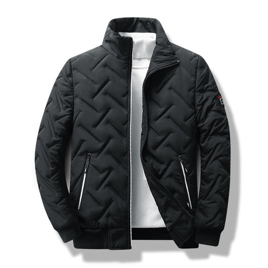 Blouson matelassé homme – Coupe slim – Col montant – Poches zippées – Ourlets côtelés