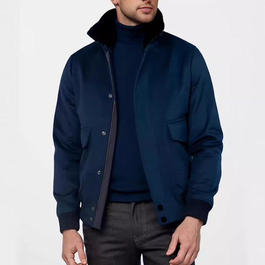 Veste homme – Coupe ajustée – Tissu tweed – Col doux – Fermeture boutonnée