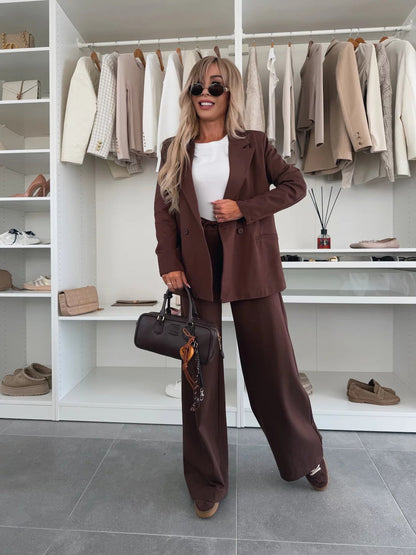 Veste blazer femme – Coupe oversize – Double boutonnage – Épaules structurées
