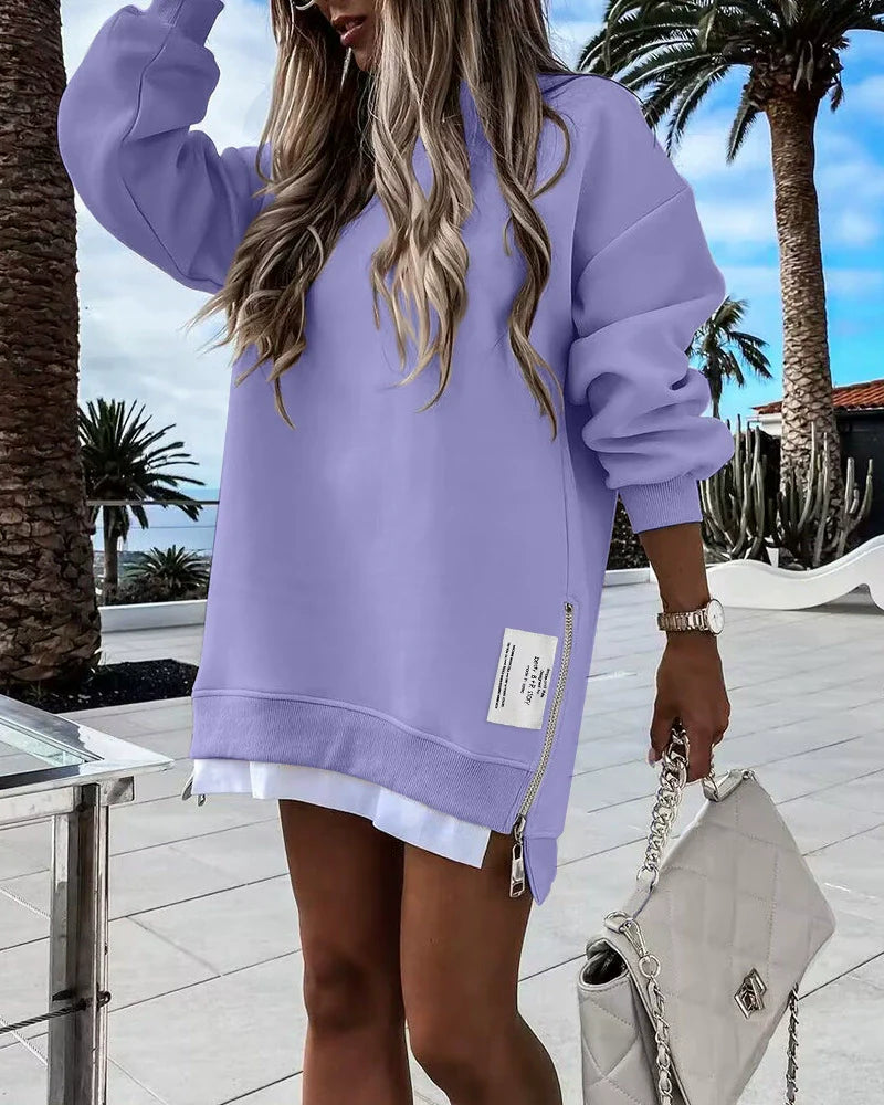 Femme Robe Sweatshirt - Coton - Coupe ample - Col rond - Longueur mini