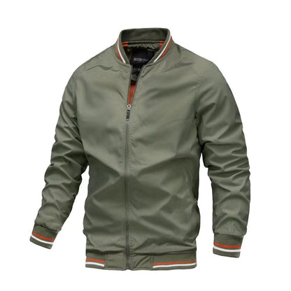 Veste homme – Coupe slim – Col montant – Ourlets côtelés – Fermeture zippée